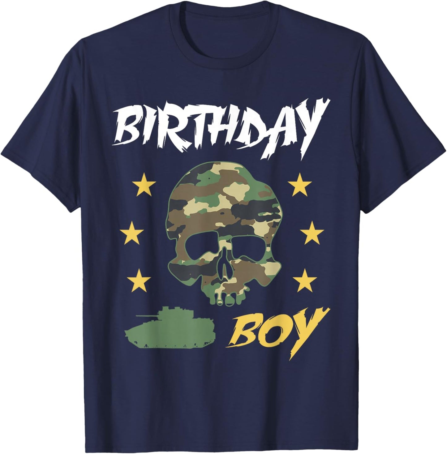 Tank Birthday Boy Army - Camouflage Skull Military Tank Boys T-Shirt - T-Shirt | Navy