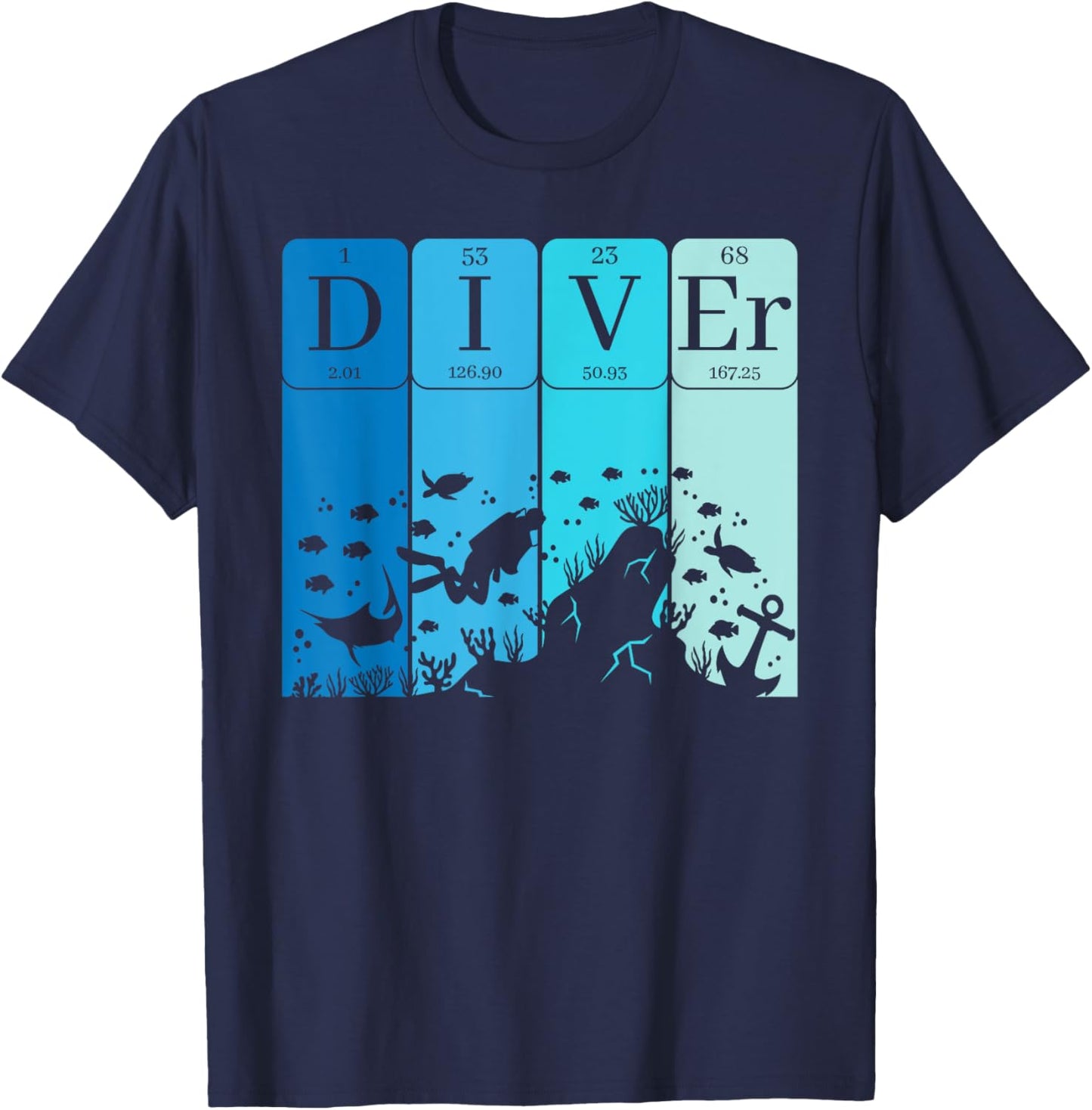 Diver Periodic Table Scuba Diving Enthusiast T-Shirt - T-Shirt | Navy