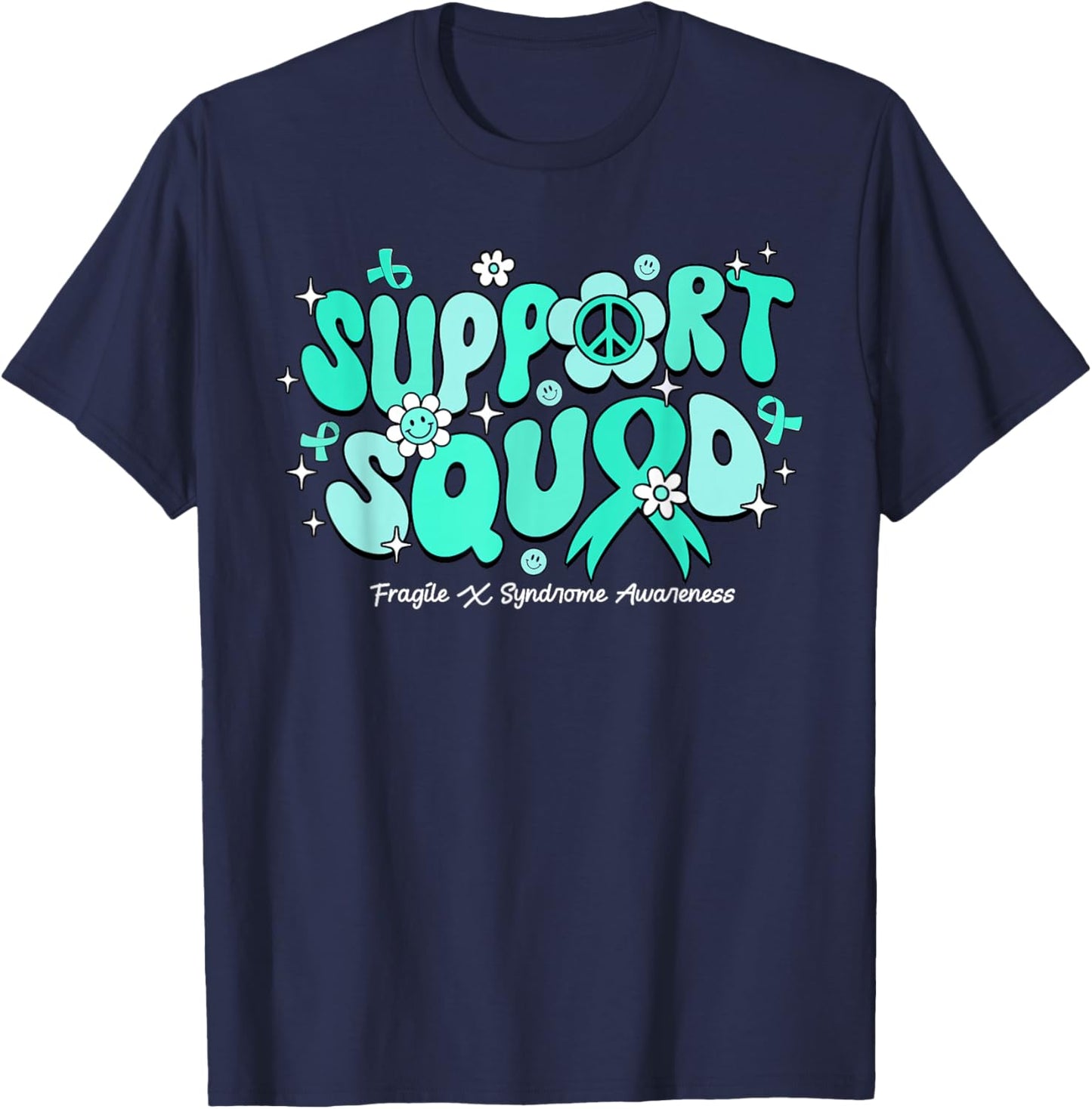 Groovy Support Squad Fragile X Syndrome Awareness Gifts T-Shirt - T-Shirt | Navy
