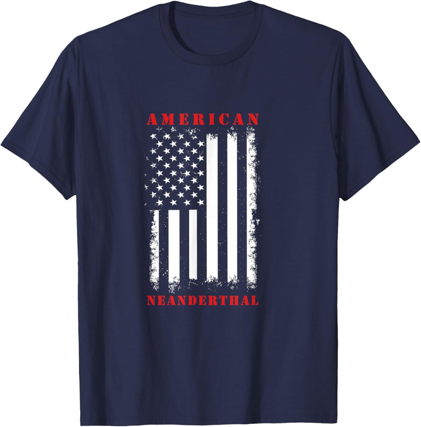 4th Of July US Flag Caveman American Neanderthal T-Shirt - T-Shirt | Navy