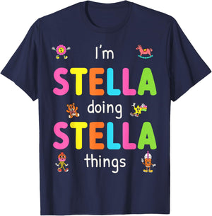 I'm Stella Doing Stella Things Cute Design For Kids Name T-Shirt - T-Shirt | Navy