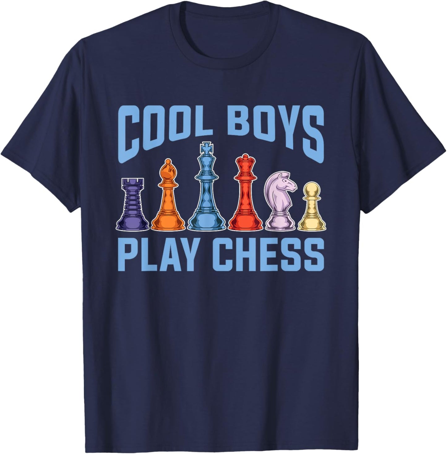 Farbenfrohe Schachfiguren Schachspieler Jungen Schach T-Shirt - T-Shirt | Navy