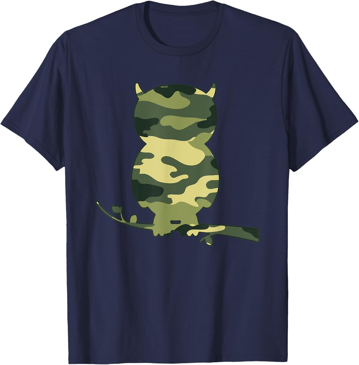 Military Owl Camo Men Print US Bird Owlet Veteran Gift T-Shirt - T-Shirt | Navy