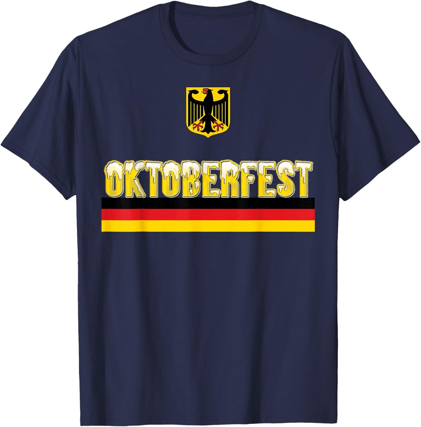 Oktoberfest Beer Foam German Flag and Eagle Emblem T-Shirt - T-Shirt | Navy