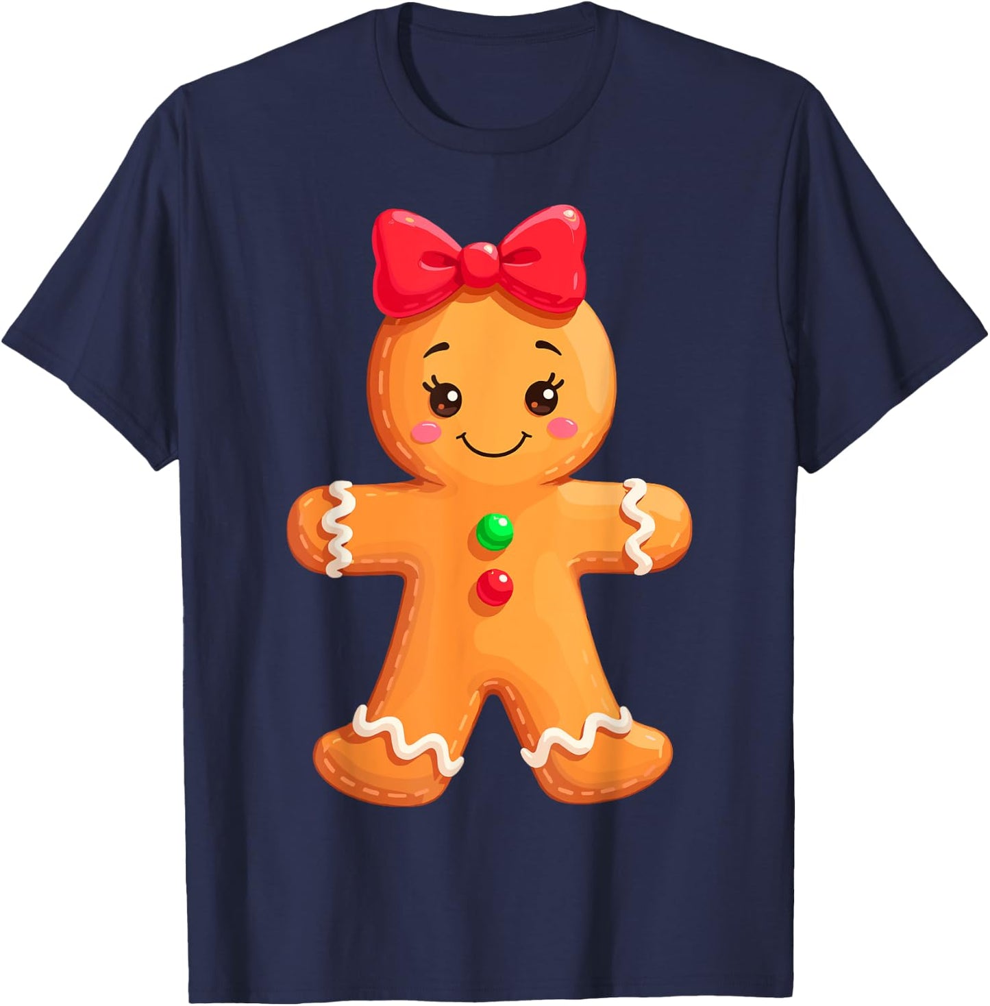 Funny Gingerbread Girl & Boy Christmas Couple Matching Girls T-Shirt - T-Shirt | Navy