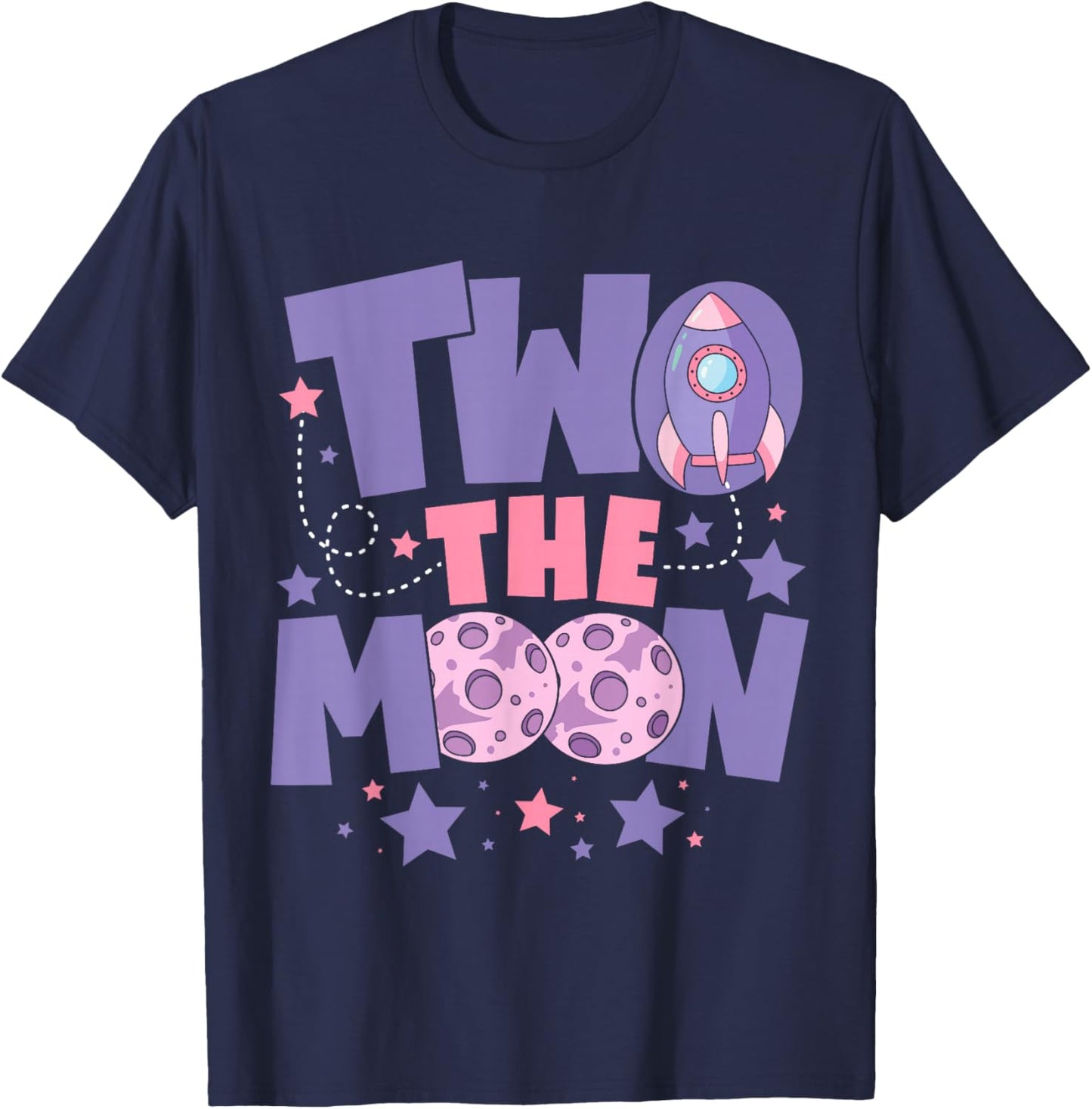 Two The Moon Birthday Outfit Girl 2 Year Old 2nd Birthday T-Shirt - T-Shirt | Navy