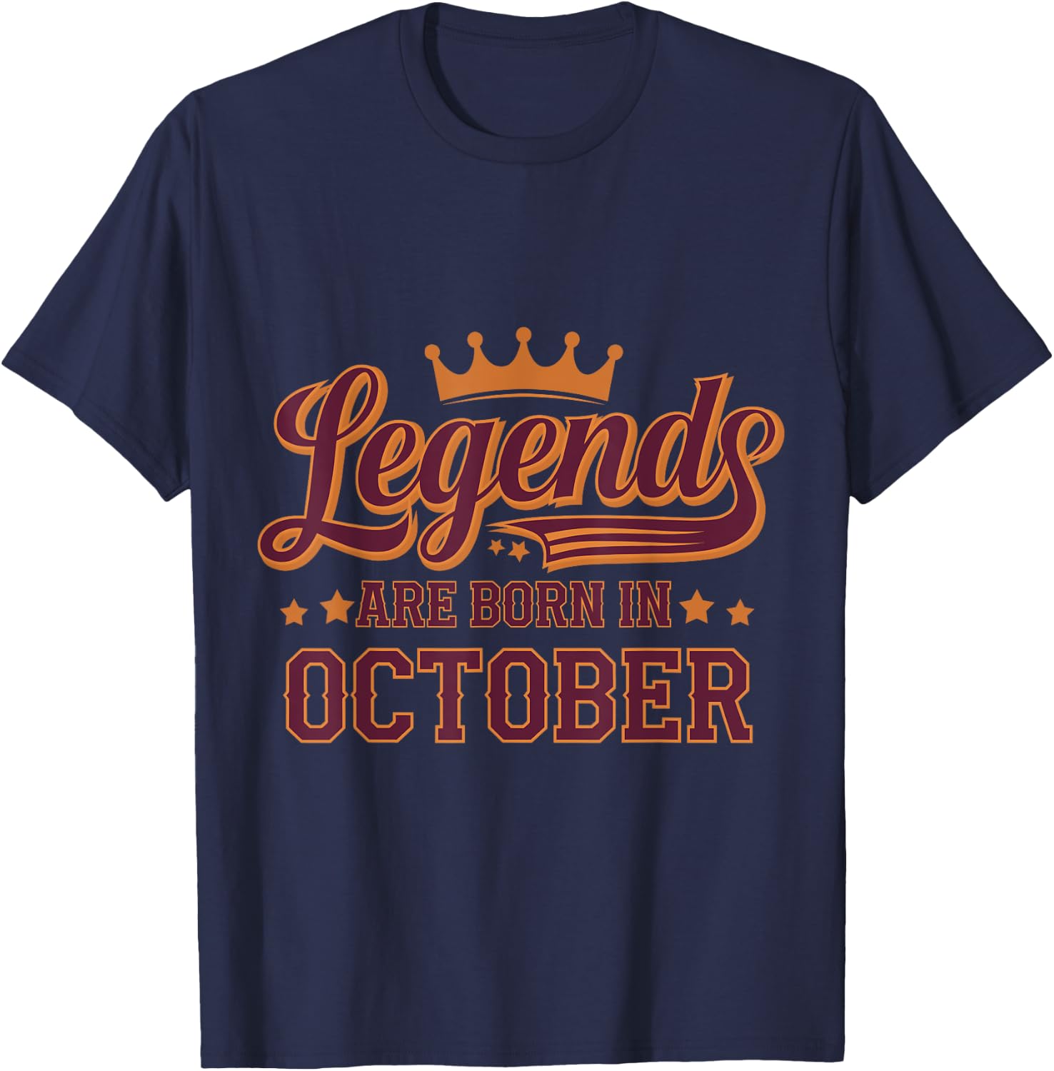 Legends Are Born October Birthday Design T-Shirt - T-Shirt | Navy
