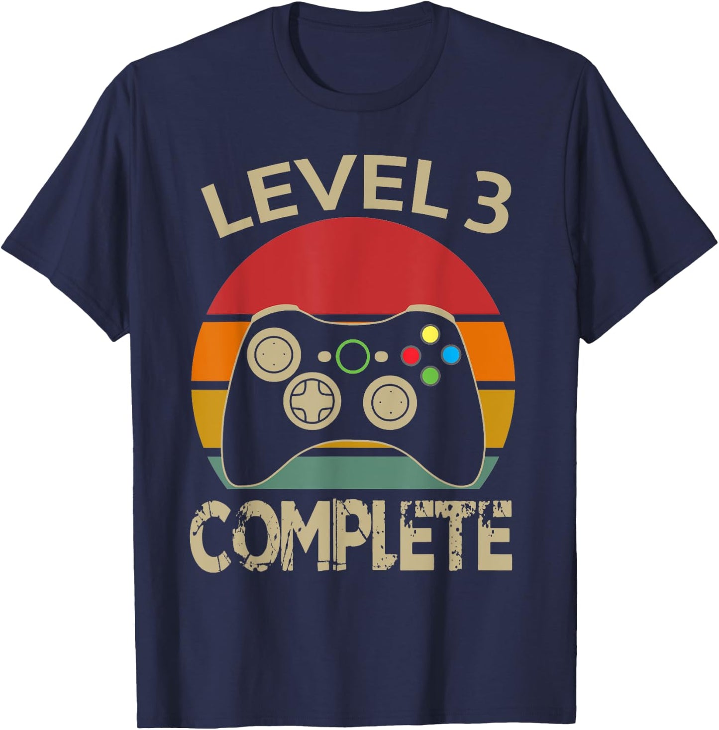 Level 3 Complete Vintage Retro 3rd Year Wedding Anniversary T-Shirt - T-Shirt | Navy