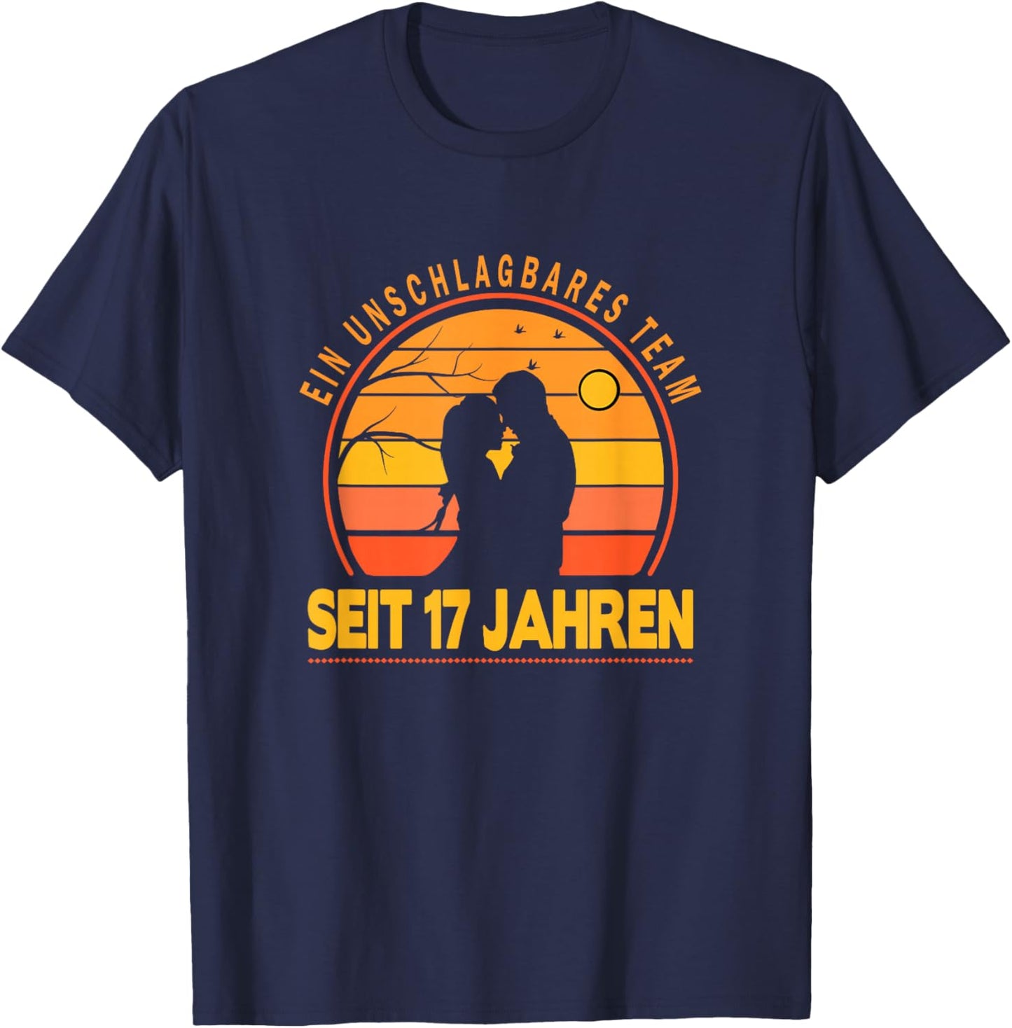 17. Hochzeitstag 17. Jahr Ehe Orchideenhochzeit Ehepaar T-Shirt - T-Shirt | Navy