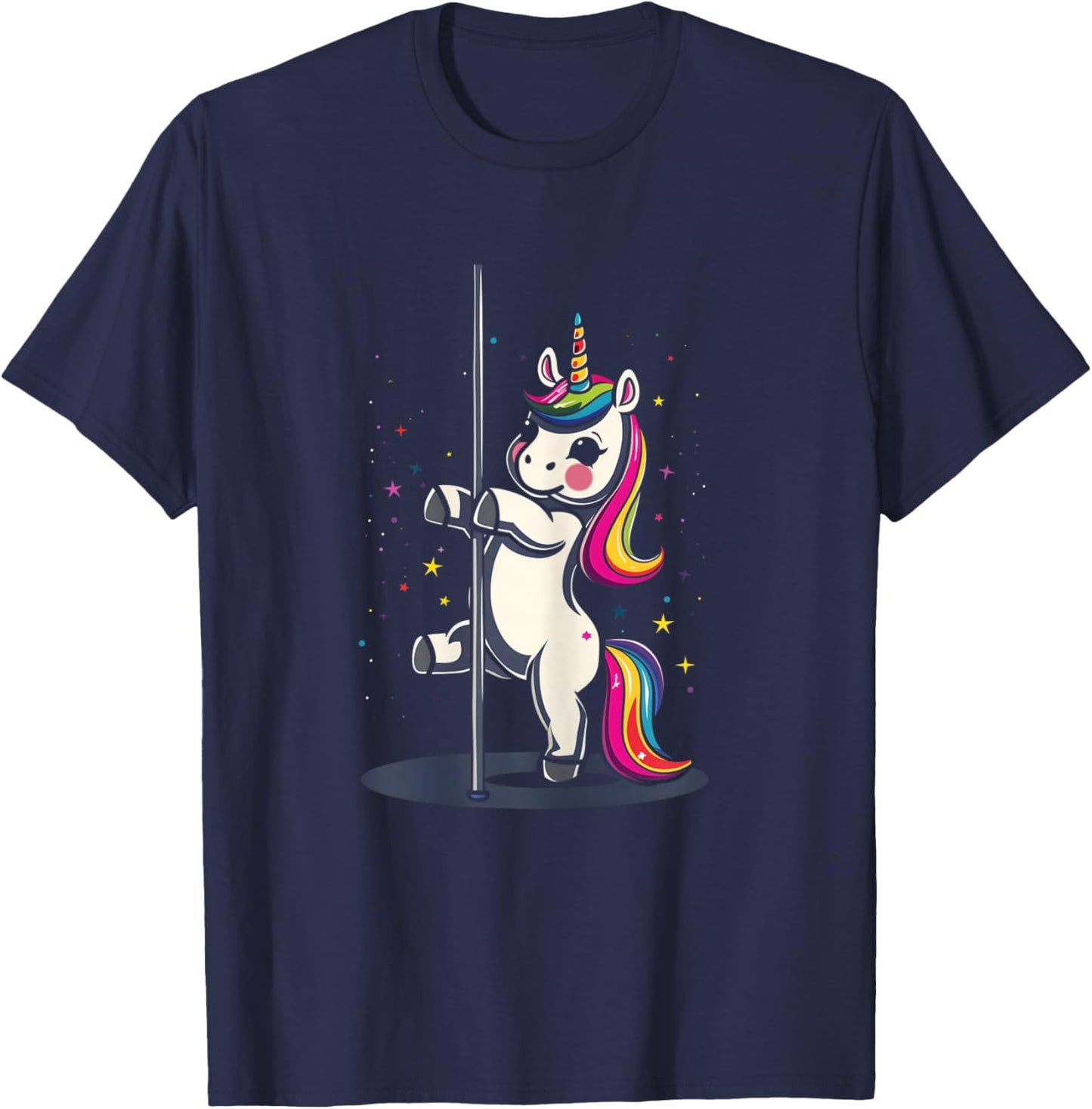 Pole Dance Dancing Unicorn Exotic Dancer Cute T-Shirt - T-Shirt | Navy