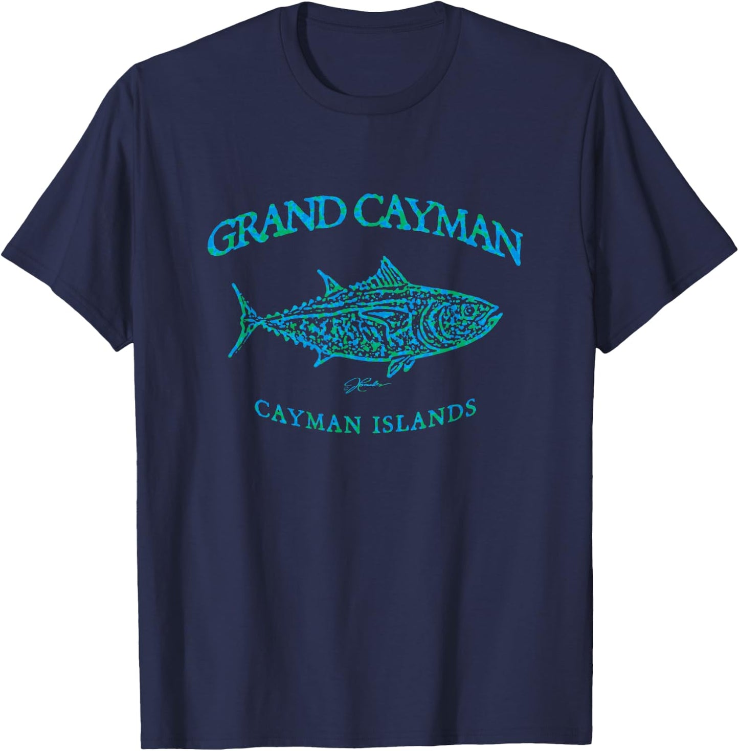 JCombs: Grand Cayman, Cayman Islands, Bluefin Tuna T-Shirt - T-Shirt | Navy