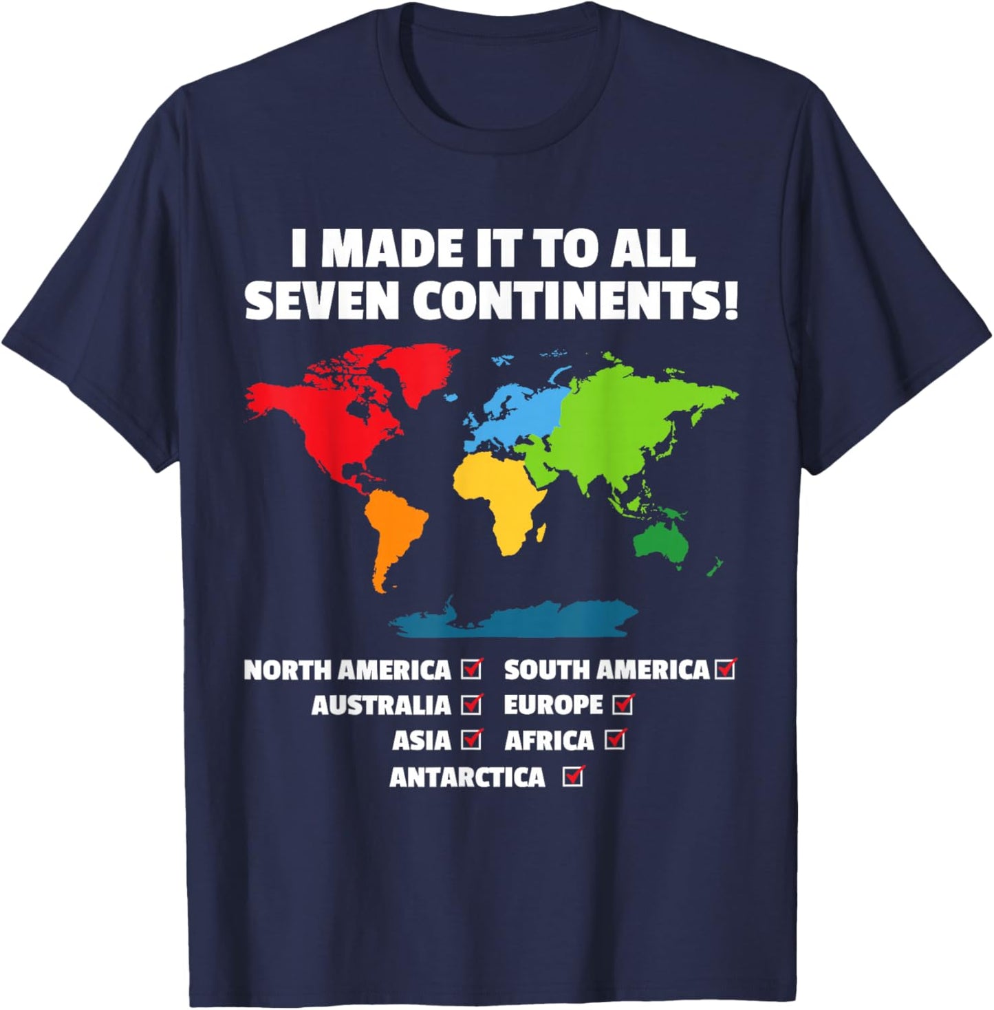 World Traveler - Seven Continents - 7 Continents Club white T-Shirt - T-Shirt | Navy