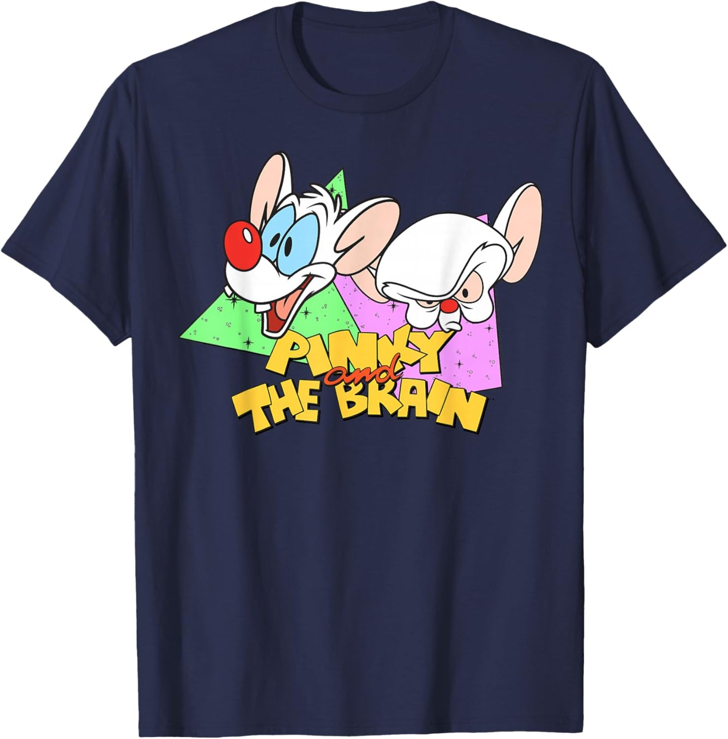Pinky and The Brain Retro Portrait Logo Small T-Shirt - T-Shirt | Navy