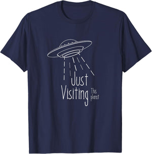 Just visiting this planet space alien T-Shirt - T-Shirt | Navy