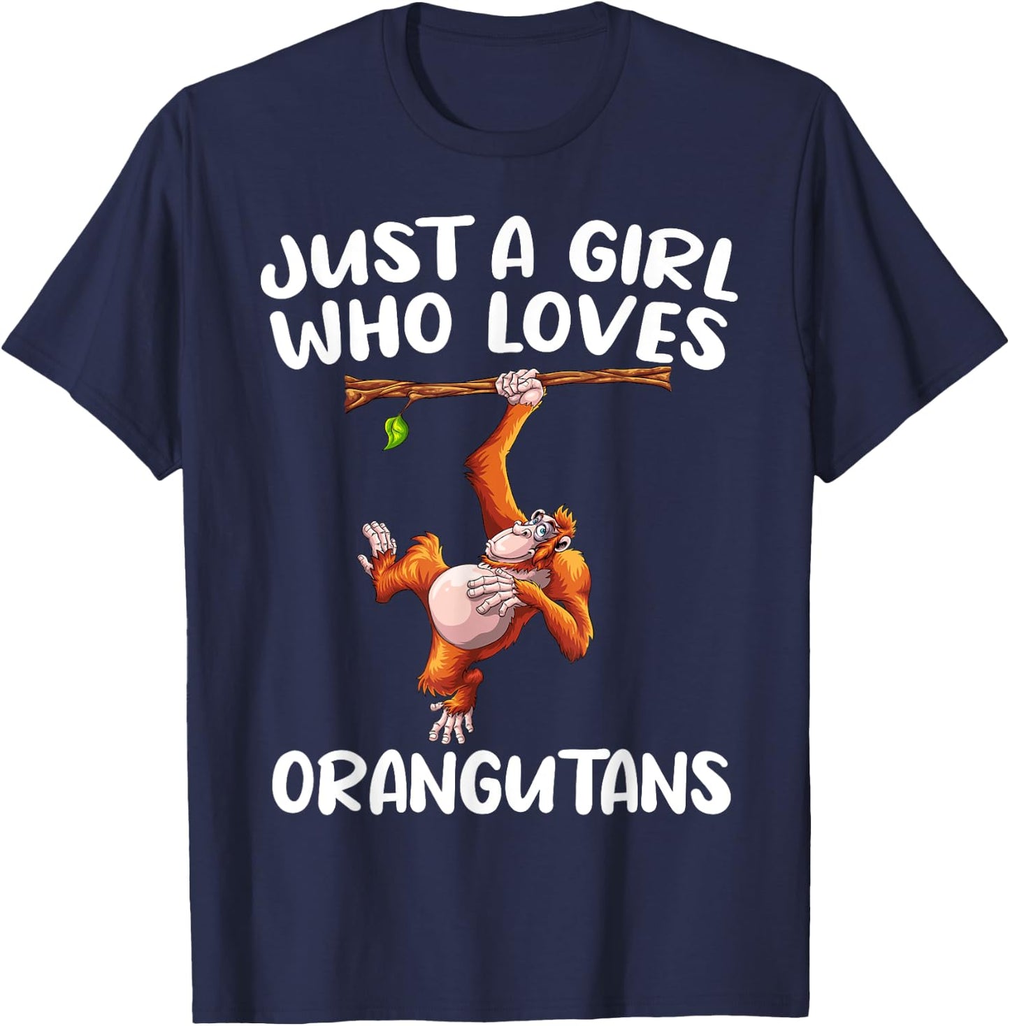 Funny Orangutan Art For Girls Women Monkey Orang Ape Lover T-Shirt - T-Shirt | Navy