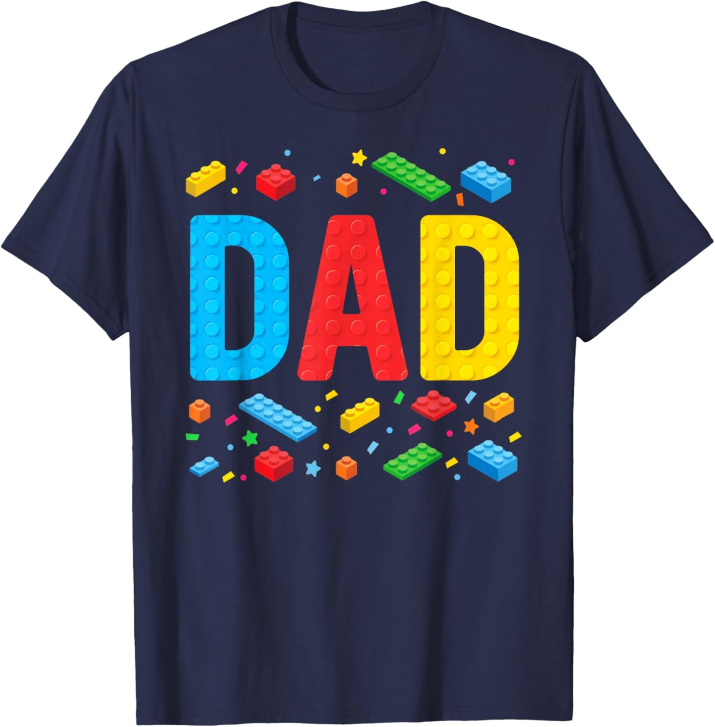 Dad Master Builder Building Bricks Blocks Family Fathers Day T-Shirt - T-Shirt | Navy