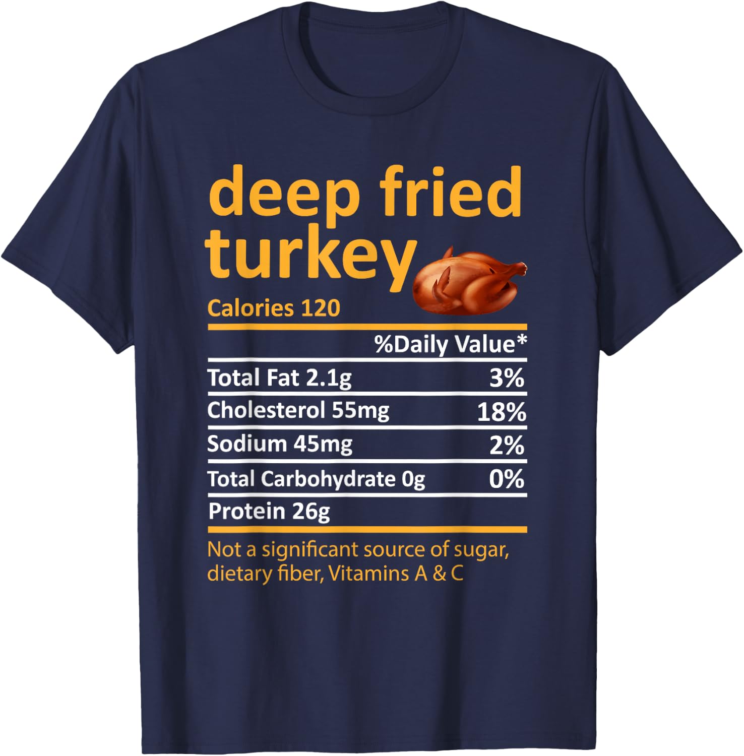 Deep Fried Turkey Nutrition Food Facts Thanksgiving Costume T-Shirt - T-Shirt | Navy