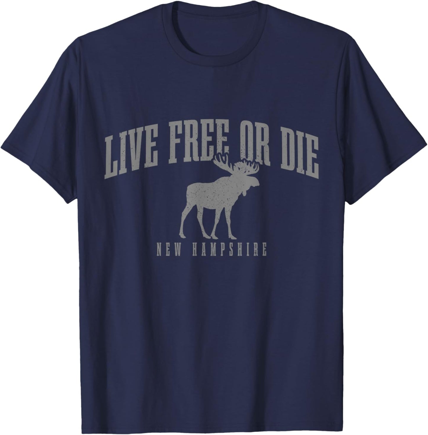 New Hampshire Live Free Or Die Pride Moose Vintage T-Shirt - T-Shirt | Navy