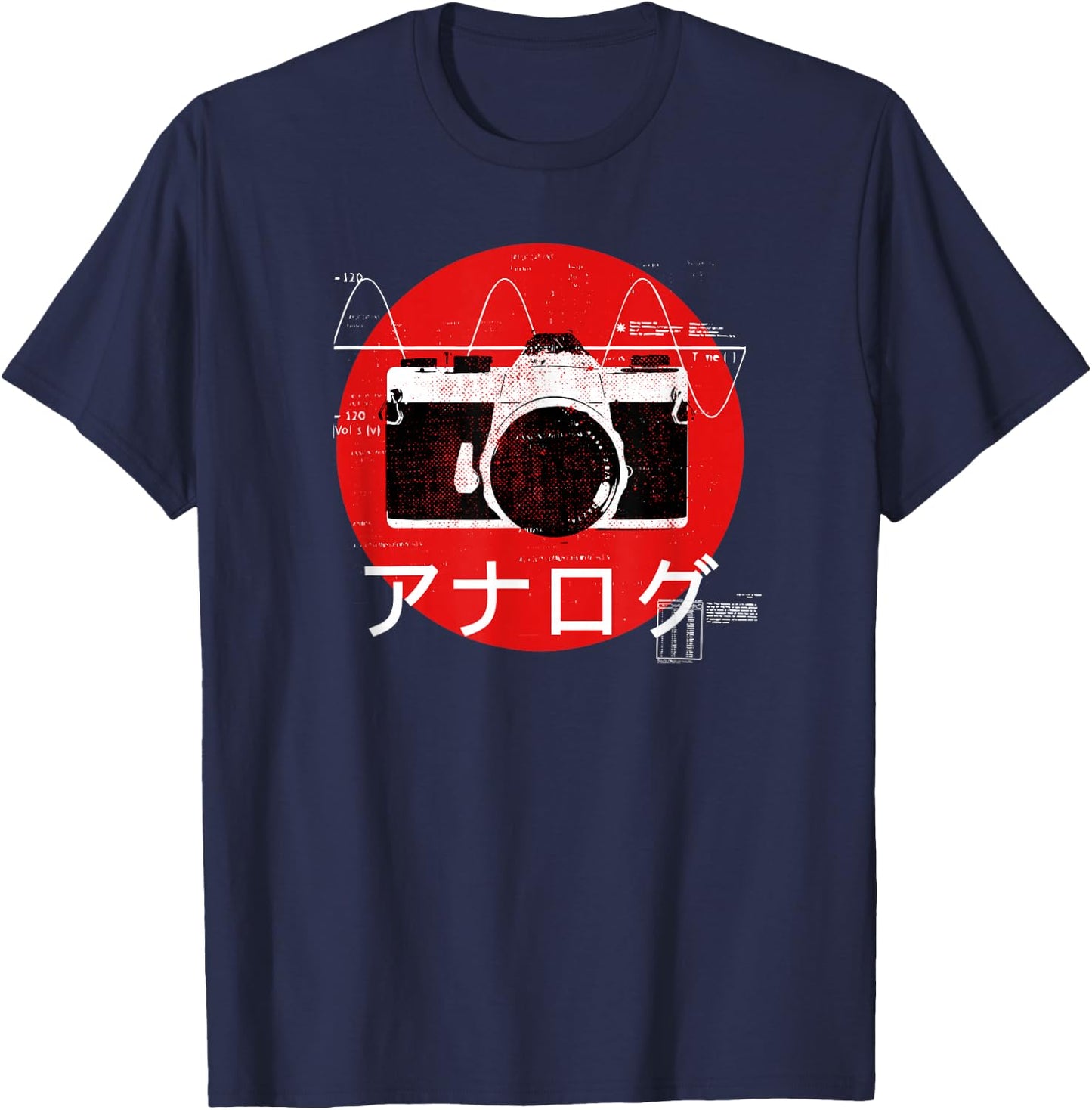 Retro 70s 80s or 90s Analog Camera Japanese style T-Shirt - T-Shirt | Navy