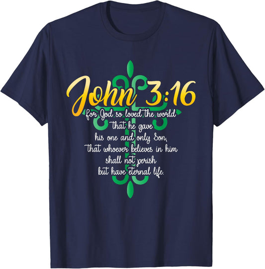 John 3:16 For God So Loved The World Christian T-Shirt - T-Shirt | Navy