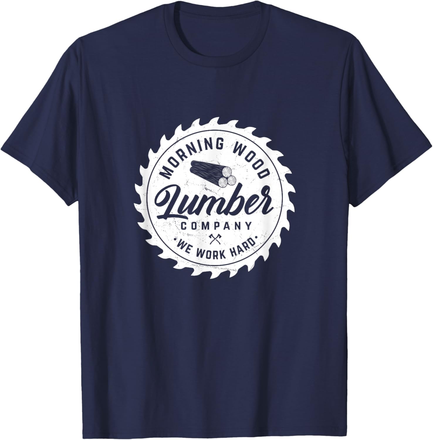 Retro Morning Wood Lumber Company Camping Woodman Small T-Shirt - T-Shirt | Navy