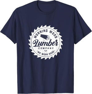 Retro Morning Wood Lumber Company Camping Woodman Small T-Shirt - T-Shirt | Navy