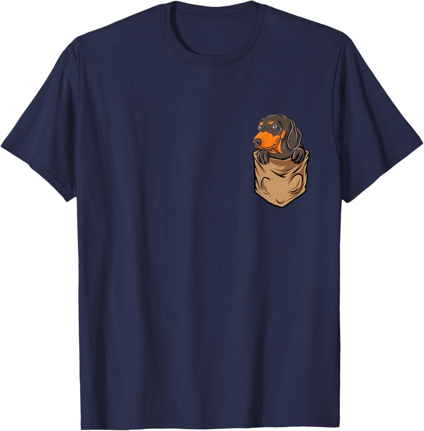 Dachshund In A Pocket - Dog Lover Animal Pet Breeder Women Girls Kids T-Shirt - T-Shirt | Navy