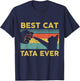 Best Cat Tata Ever Vintage Cats Happy Father's Day T-Shirt - T-Shirt | Navy