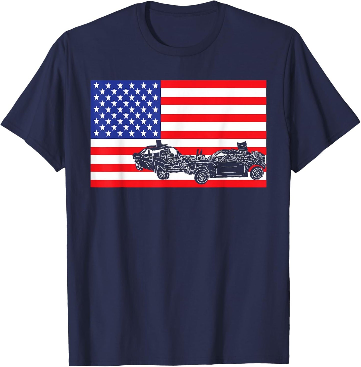 Demolition Derby USA American Flag Car Racer 4th Of July Kids Men T-Shirt - T-Shirt | Navy