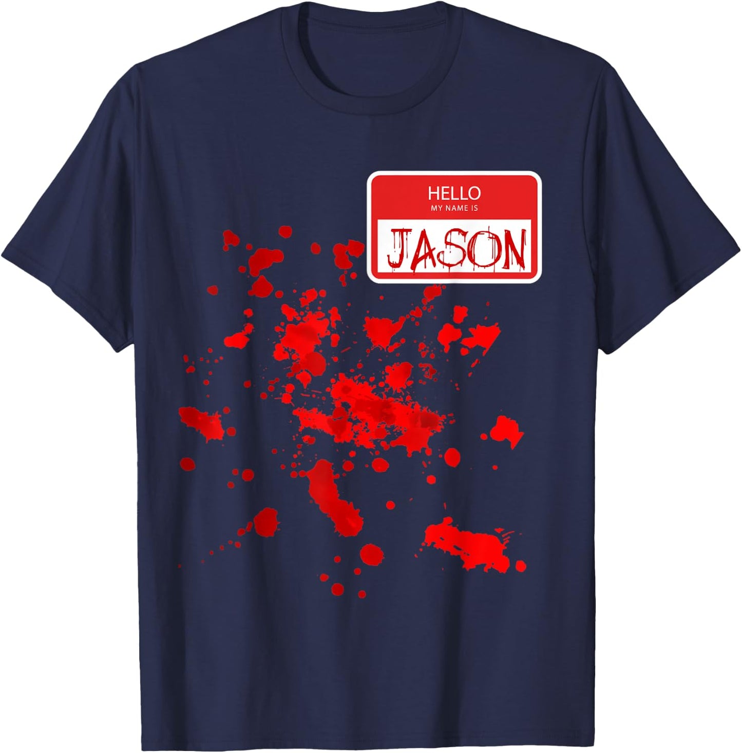 Hello my Name is Jason Blood DIY Halloween Party Costume T-Shirt - T-Shirt | Navy