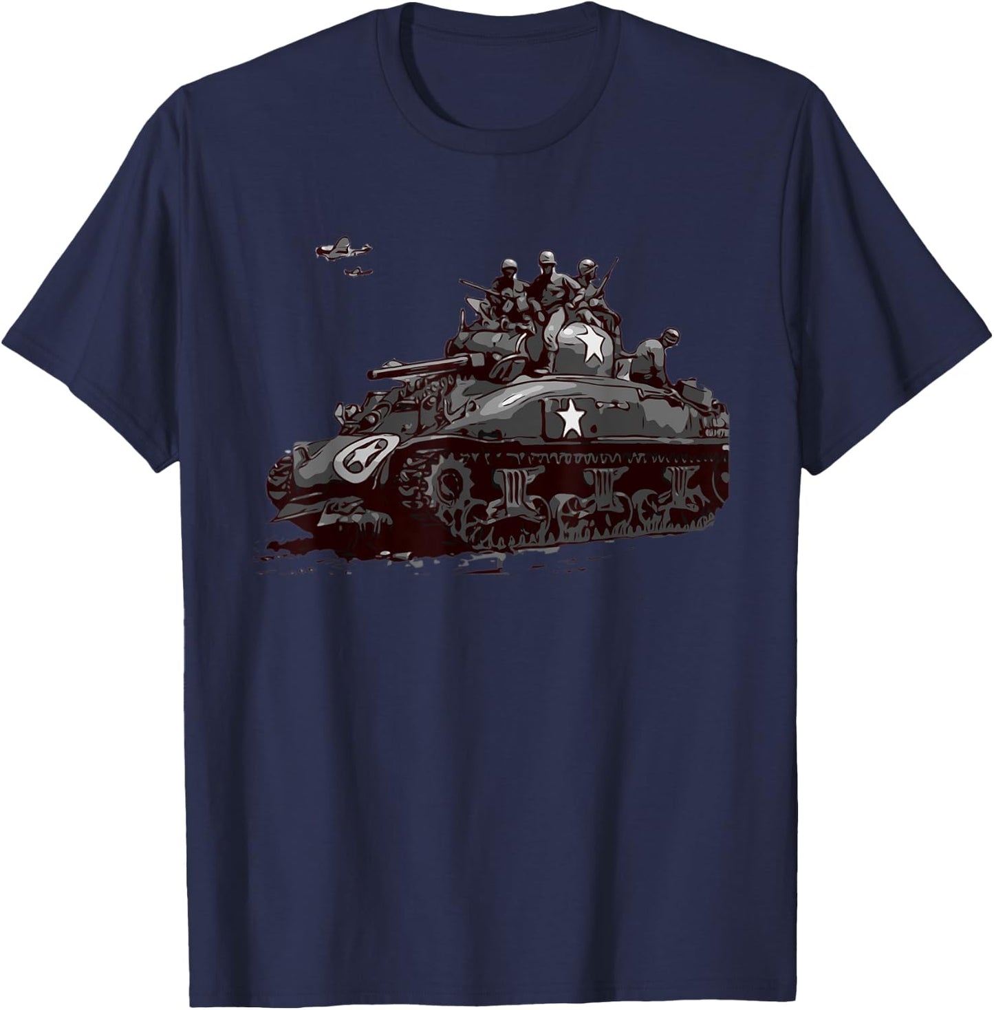 M4 Sherman Medium Tank WW2 Armored Vehicle T-Shirt - T-Shirt | Navy