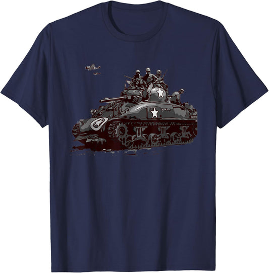 M4 Sherman Medium Tank WW2 Armored Vehicle T-Shirt - T-Shirt | Navy