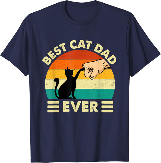 Best Cat Dad Ever - Cat Lover Kitten Owner Kitty T-Shirt - T-Shirt | Navy