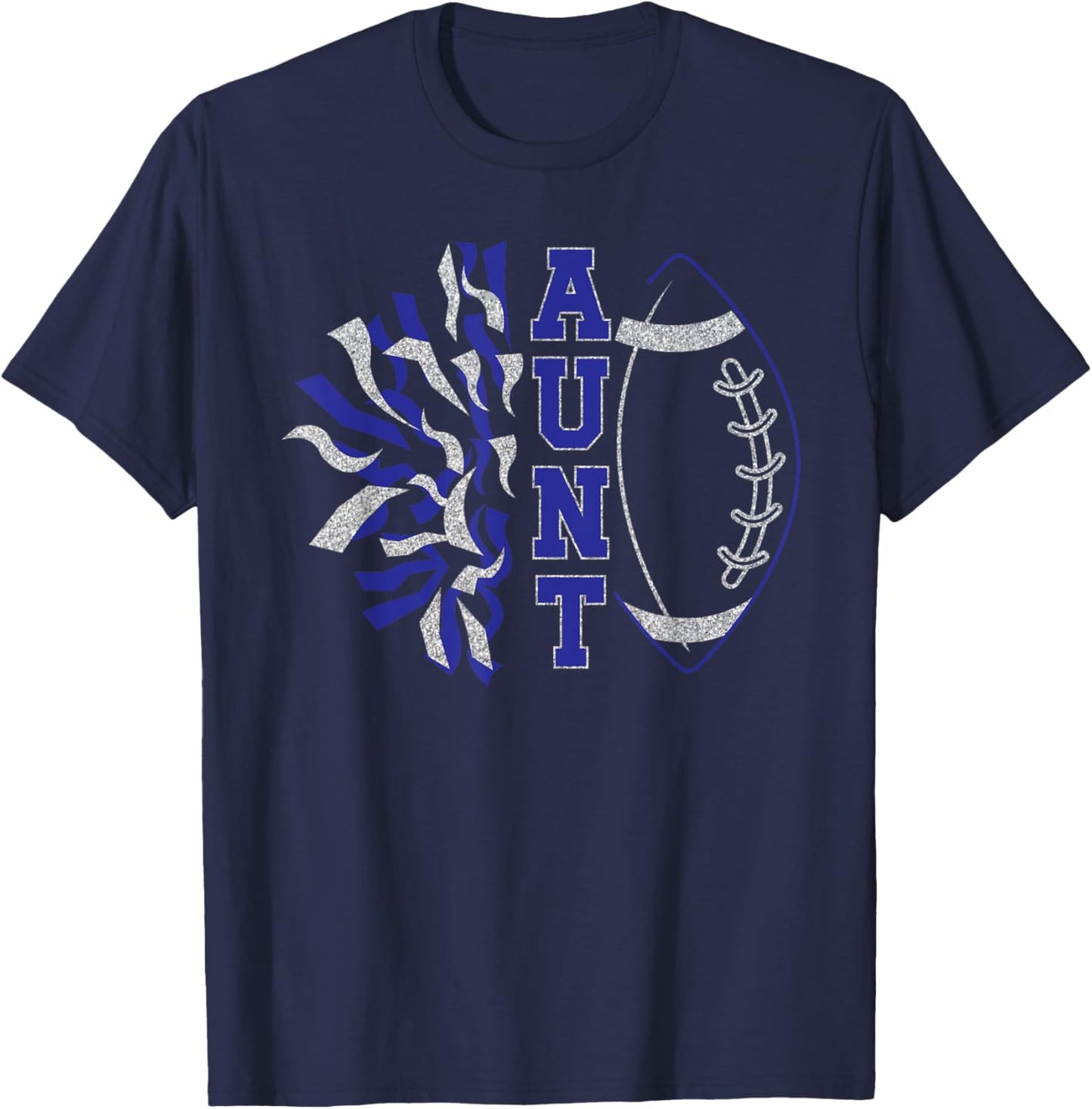 Aunt Of Football Player And Cheerleader Auntie T-Shirt - T-Shirt | Navy