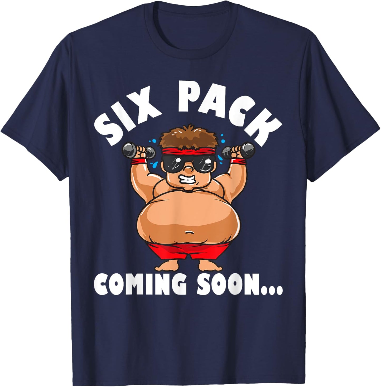 Men Funny Gym Six Pack Coming Soon - Cartoon design T-Shirt - T-Shirt | Navy