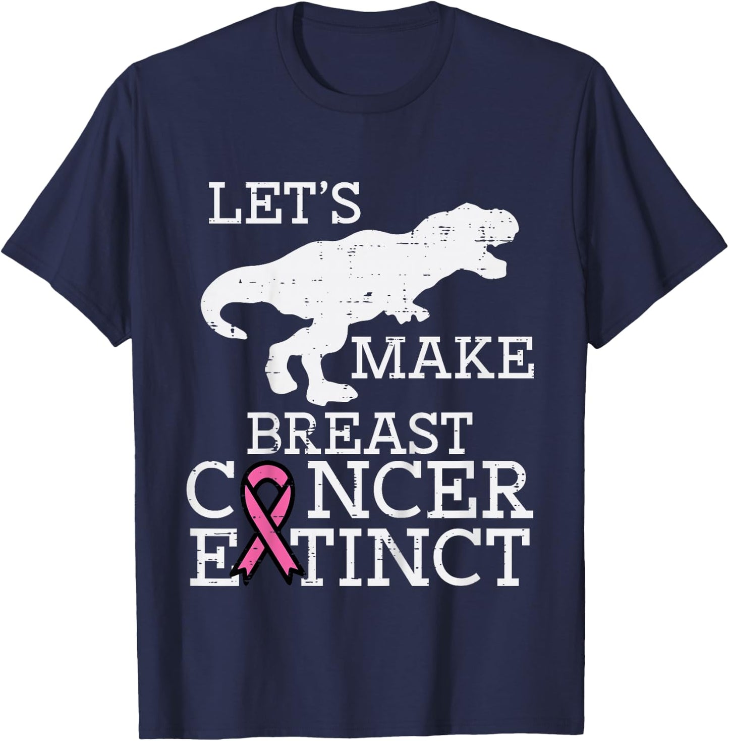 Kids Extinct Dino Trex Breast Cancer Awareness Kids Toddler Boys T-Shirt - T-Shirt | Navy