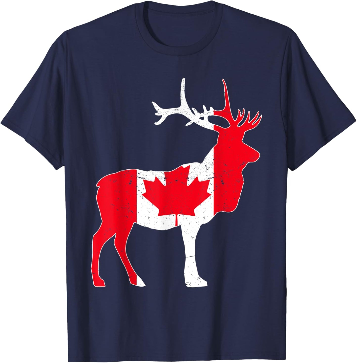 Moose Canada Shirt Elk Proud Canadian Citizen Flag Gift T-Shirt - T-Shirt | Navy