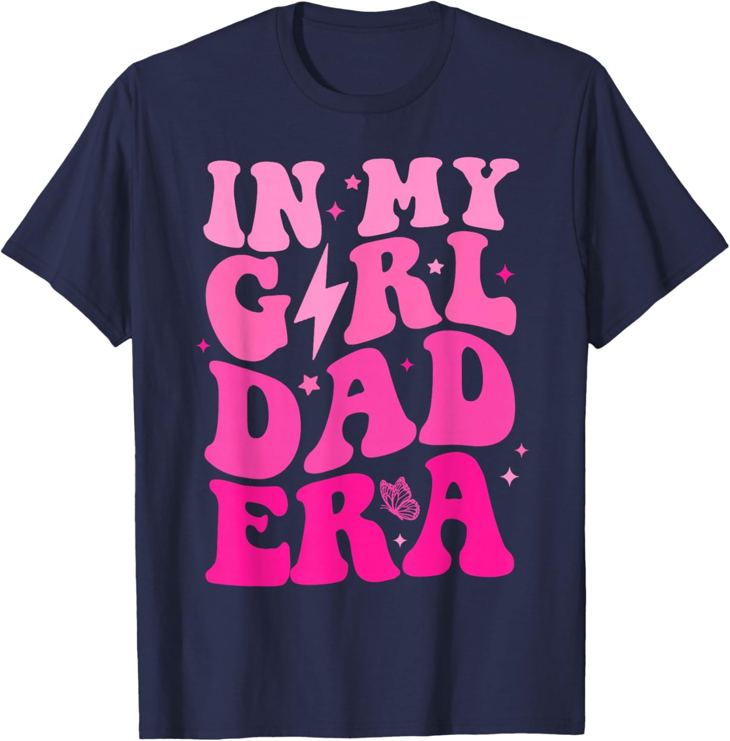 in My Dad Era Girl Groovy Retro Papa Fathers Day T-Shirt - T-Shirt | Navy