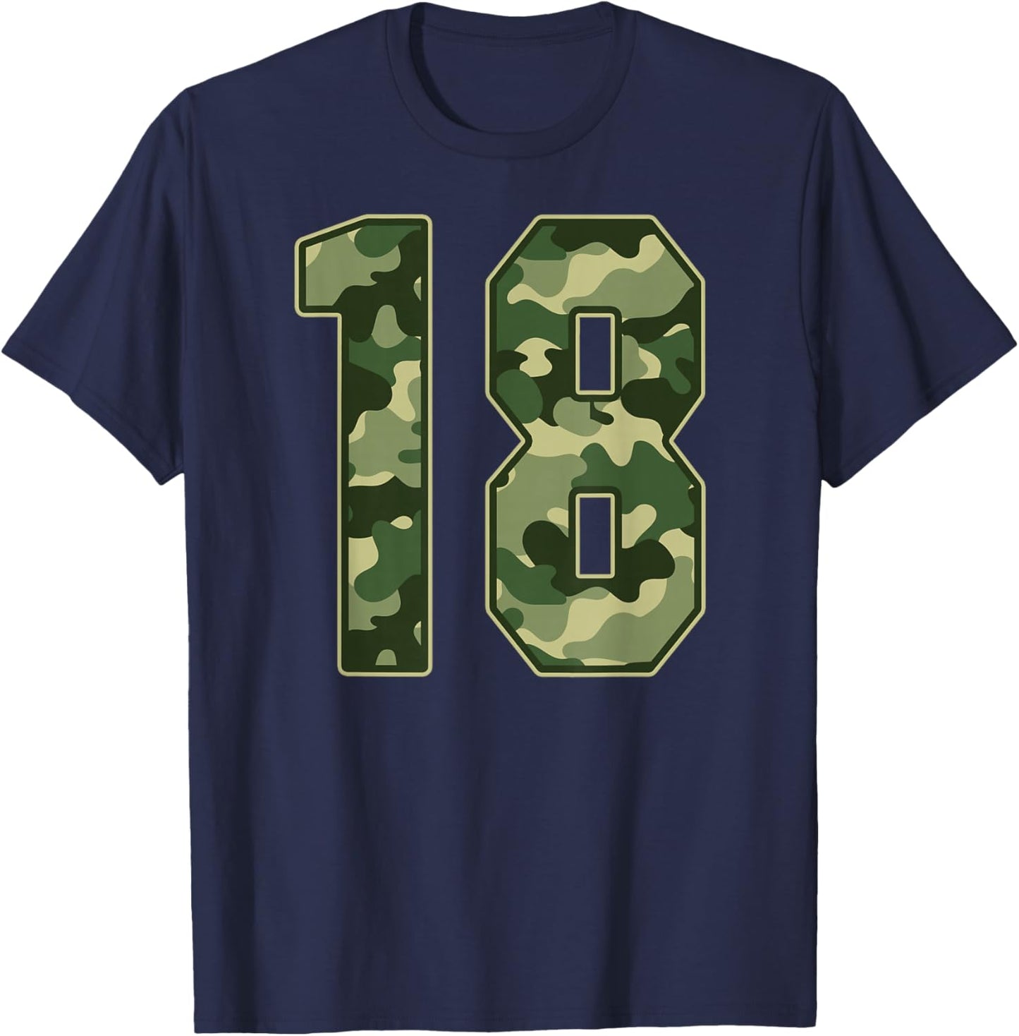 Camo #18 Jersey Number 18 Uniform Fan Favorite Player T-Shirt - T-Shirt | Navy