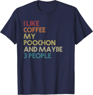 Poochon Dog Owner Coffee Lovers Funny Quote Vintage Retro T-Shirt - T-Shirt | Navy