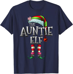 The Auntie Elf Shirt Matching Family Christmas Auntie Elf T-Shirt - T-Shirt | Navy