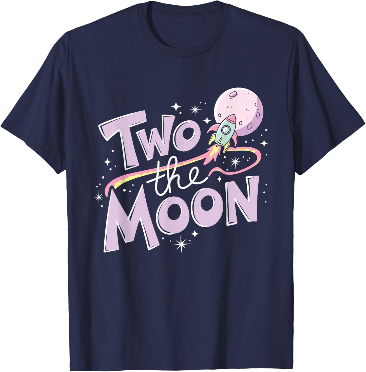 Two The Moon 2nd Birthday Girl Boy 2 Year Old Toddler T-Shirt - T-Shirt | Navy