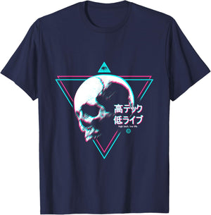 Cyberpunk Skull High Tech Low Life Japanische Streetwear Otaku T-Shirt - T-Shirt | Navy