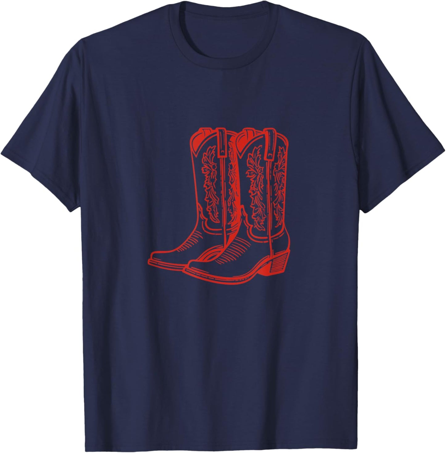 Coastal Cowgirl Beachy Red Cowboy Boots Western T-Shirt - T-Shirt | Navy