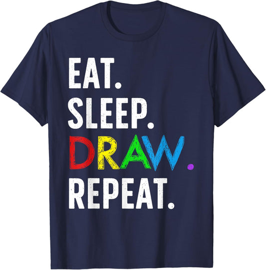 Cute Drawing Design Women Kids Sketch Artist Drawing T-Shirt - T-Shirt | Navy