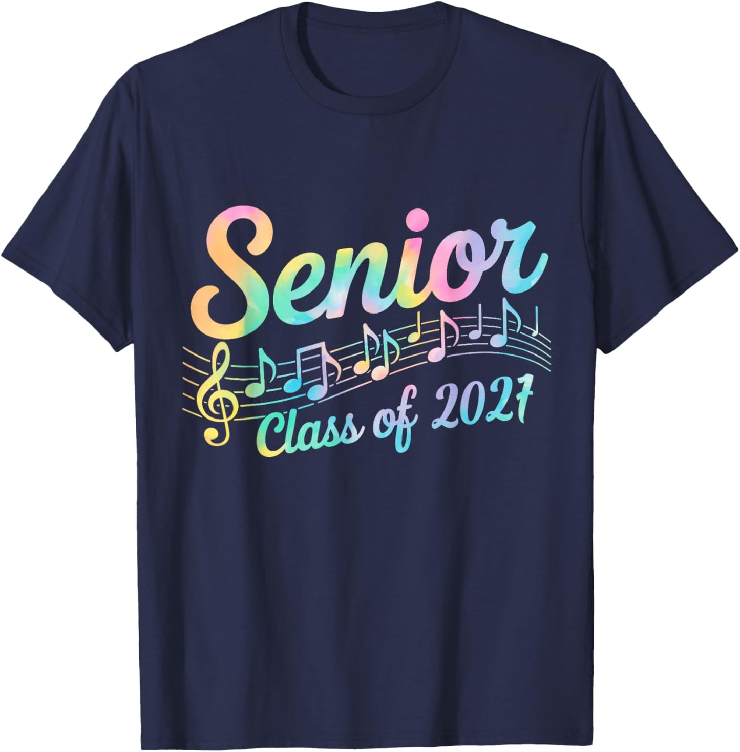 2027 Senior Choir Band Orchestra Class of 2027 Music Notes T-Shirt - T-Shirt | Navy