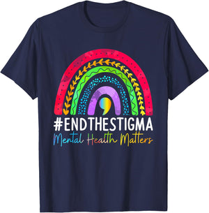 Mental-Health Matters End The Stigma Rainbow Boho T-Shirt - T-Shirt | Navy