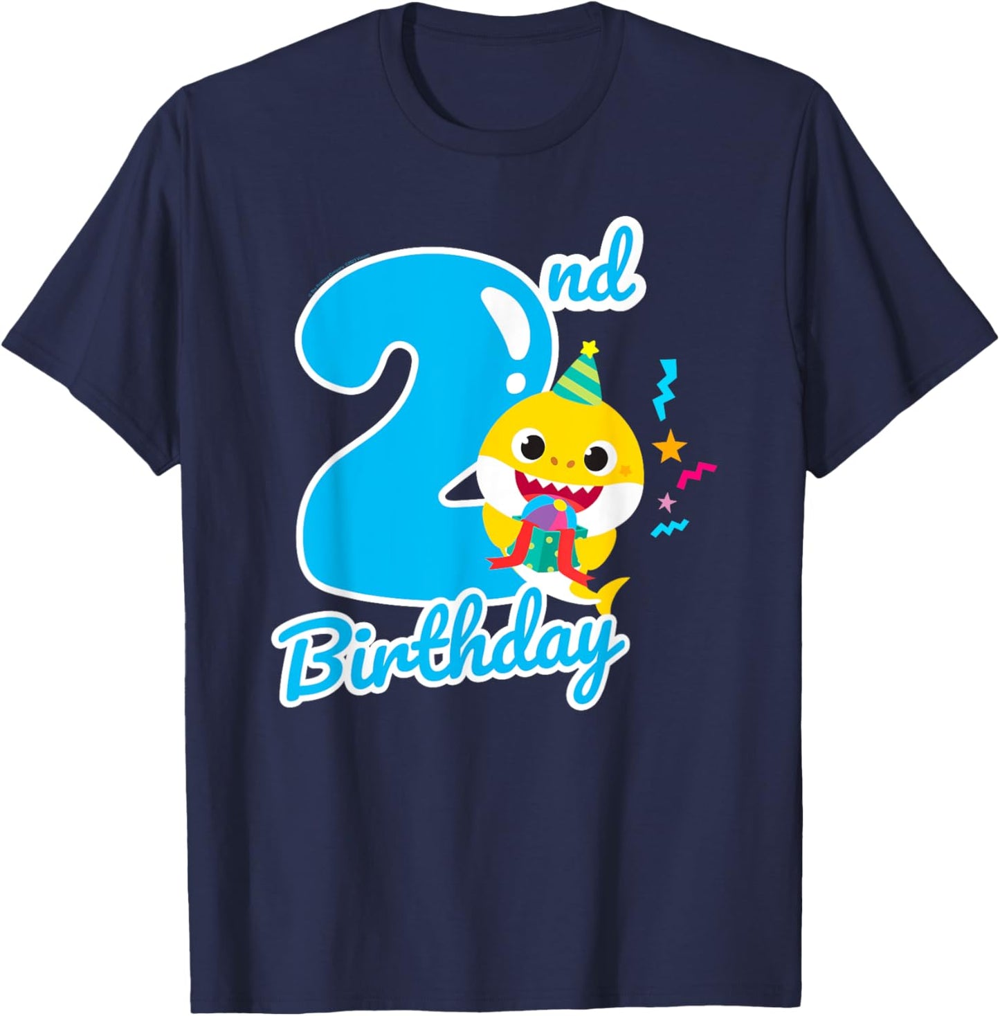 Baby Shark 2nd Birthday Blue 2 Years T-Shirt - T-Shirt | Navy