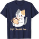 Hot Chocolate Time Cocoa Cute Cat Women Girls Kids T-Shirt - T-Shirt | Navy