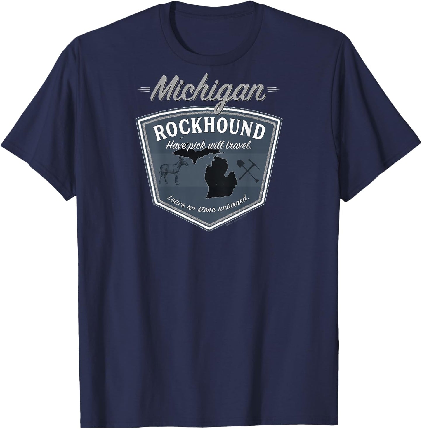 Michigan Rockhound ~ Rock Collector Gear ~ Back Side Print T-Shirt - T-Shirt | Navy